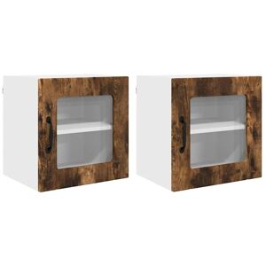 Kitchen Cabinet with Shelf 2 pcs Smoked Oak 40 x 31 x 40 cm vidaXL Kitchen Cabinet with Shelf 2 pcs Smoked Oak 40 x 31 x 40 cm vidaXL