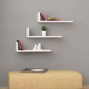 Decortie - l Shape Modern Floating Shelf 14cm Short - White - White Decortie - l Shape Modern Floating Shelf 14cm Short - White - White