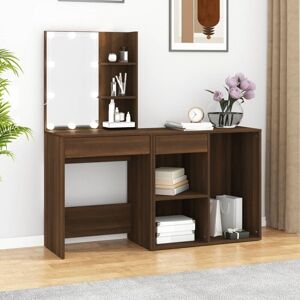 Vidaxl - led Dressing Table with Cabinet Brown Oak Engineered Wood Vidaxl - led Dressing Table with Cabinet Brown Oak Engineered Wood