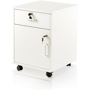 Clipop - Lockable File Cabinet Wooden Drawer Filing Cabinet with 1 Closed Storage, Home Office Mobile Under Desk Cabinet,White Clipop - Lockable File Cabinet Wooden Drawer Filing Cabinet with 1 Closed Storage, Home Office Mobile Under Desk Cabinet,White