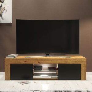 Creative Furniture - Loom tv Unit - Dark Oak with Black Matt Doors & led - 130cm Creative Furniture - Loom tv Unit - Dark Oak with Black Matt Doors & led - 130cm