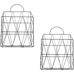 TLILY Magazine Holder, Metal Wire Magazine Newspaper Holder Wall Mounted Hanging Magazine Rack File Holder Decorative Storage Container Organizer - Black TLILY Magazine Holder, Metal Wire Magazine Newspaper Holder Wall Mounted Hanging Magazine Rack File Holder Decorative Storage Container Organizer - Black