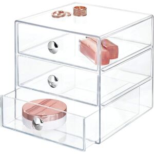 Makeup Organizer Drawers, Plastic Storage Box for Cosmetics, Makeup, etc., 3-Drawer Box, Transparent Makeup Organizer Drawers, Plastic Storage Box for Cosmetics, Makeup, etc., 3-Drawer Box, Transparent