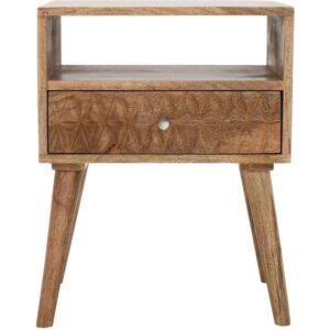 Verty Furniture - Marlow Light Mango Wood Bedside Table with 1 Drawer & Open Slot Verty Furniture - Marlow Light Mango Wood Bedside Table with 1 Drawer & Open Slot