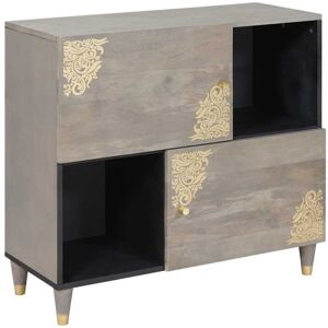 Sideboard Grey and Gold 80 x 33.5 x 75 cm Solid Mango wood vidaXL Sideboard Grey and Gold 80 x 33.5 x 75 cm Solid Mango wood vidaXL