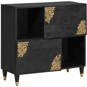 Sideboard with Shelf Black 80 x 33 x 75 cm Solid Mango Wood vidaXL Sideboard with Shelf Black 80 x 33 x 75 cm Solid Mango Wood vidaXL