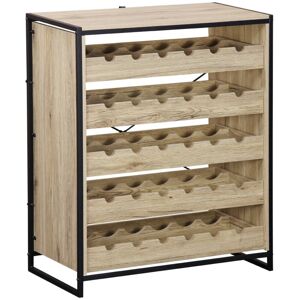 SWEEEK 5-shelf wine rack with metal and wood-effect, Loft, Natural, 75x40x90 cm SWEEEK 5-shelf wine rack with metal and wood-effect, Loft, Natural, 75x40x90 cm