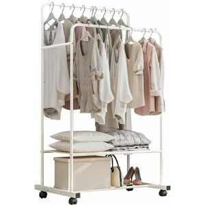 DEWDAT Metal Clothes Hanging Garment Rack with 2 Tier Shelves and Double Rod, creatiees Multi-Purpose Double Rail Closet Storage Organizer, Heavy Duty DEWDAT Metal Clothes Hanging Garment Rack with 2 Tier Shelves and Double Rod, creatiees Multi-Purpose Double Rail Closet Storage Organizer, Heavy Duty