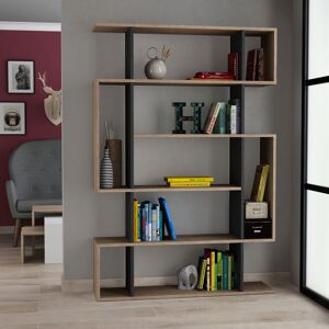 Decortie Mito Bookcase - Oak - Anthracite Grey Tall 161cm Decortie Mito Bookcase - Oak - Anthracite Grey Tall 161cm