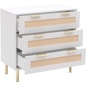 MMT FURNITURE DESIGNS LTD Mmt White Chest with Rattan Fronts, 3 Storage Drawers MMT FURNITURE DESIGNS LTD Mmt White Chest with Rattan Fronts, 3 Storage Drawers