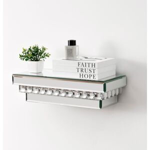 SHYFOY Modern Glam Mirrored Crystal Wall Shelf - Floating Accent Shelf with Glass Crystals for Living Room, Bedroom, Home Decor SHYFOY Modern Glam Mirrored Crystal Wall Shelf - Floating Accent Shelf with Glass Crystals for Living Room, Bedroom, Home Decor