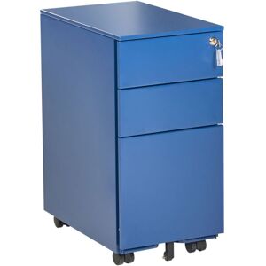 Beliani - Modern Office Storage Cabinet 3 Drawers Key Lock Castors Metal Blue Bolsena Beliani - Modern Office Storage Cabinet 3 Drawers Key Lock Castors Metal Blue Bolsena