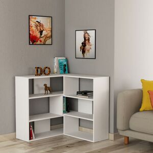 Decortie - Molly Modern Corner Multipurpose Bookcase Display Unit Room Separator No.3 - White - White Decortie - Molly Modern Corner Multipurpose Bookcase Display Unit Room Separator No.3 - White - White