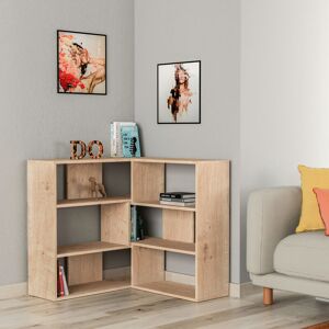 Decortie - Molly Modern Corner Multipurpose Bookcase Display Unit Room Separator No.3 - Natural Oak Effect - Oak Decortie - Molly Modern Corner Multipurpose Bookcase Display Unit Room Separator No.3 - Natural Oak Effect - Oak