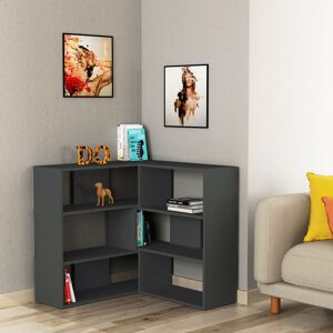 Molly Modern Corner Multipurpose Bookcase Display Unit Room Separator No.3 - Anthracite Grey - Anthracite Grey - Decortie Molly Modern Corner Multipurpose Bookcase Display Unit Room Separator No.3 - Anthracite Grey - Anthracite Grey - Decortie