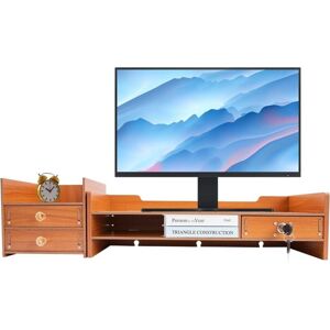 Cncest - Monitor Stand Riser, Wooden Heavy Duty Desktop Organizer with 2 Shelves, Storage Compartment, Lockable Drawer, Computer/PC Monitor Riser, Cncest - Monitor Stand Riser, Wooden Heavy Duty Desktop Organizer with 2 Shelves, Storage Compartment, Lockable Drawer, Computer/PC Monitor Riser,