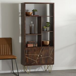 Verty Furniture - Multi shelf bookcase with Doors Dallas Dark Mango - Dark Wood Verty Furniture - Multi shelf bookcase with Doors Dallas Dark Mango - Dark Wood