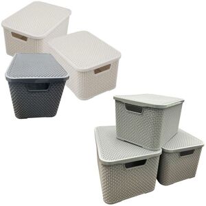 STORM TRADING GROUP 1 x Grey Nature Inspired Home & Office Rattan Effect Storage Baskets With Lids STORM TRADING GROUP 1 x Grey Nature Inspired Home & Office Rattan Effect Storage Baskets With Lids