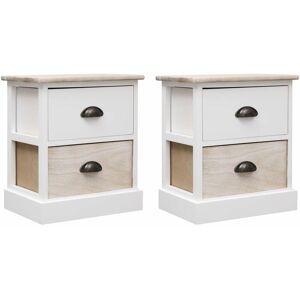 Vidaxl - Nightstands 2 pcs White and Natural 38x28x45 cm Paulownia Wood Vidaxl - Nightstands 2 pcs White and Natural 38x28x45 cm Paulownia Wood