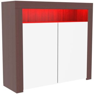 Home Discount - Nova led Sideboard 2 Door Modern High Gloss Storage Cabinet Cupboard, Walnut-&-White Home Discount - Nova led Sideboard 2 Door Modern High Gloss Storage Cabinet Cupboard, Walnut-&-White