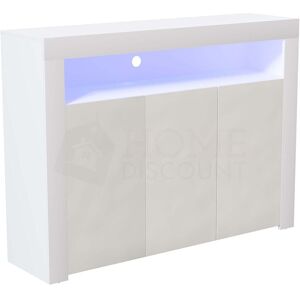 Home Discount - Nova led Sideboard 3 Door Modern High Gloss Storage Cabinet Cupboard, White Home Discount - Nova led Sideboard 3 Door Modern High Gloss Storage Cabinet Cupboard, White