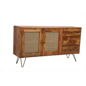 Nyack Large Sideboard - Mango Wood/Iron - L40 x W145 x H80 cm - Light Brown with Natural Rattan - Assembly Required Nyack Large Sideboard - Mango Wood/Iron - L40 x W145 x H80 cm - Light Brown with Natural Rattan - Assembly Required