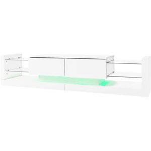 ABRIHOME Open Glass TV Stand with LED Lights for 75-inch TVs - High Gloss White Modern Media Console with 2 Sliding Doors ABRIHOME Open Glass TV Stand with LED Lights for 75-inch TVs - High Gloss White Modern Media Console with 2 Sliding Doors