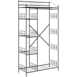 Open Wardrobe with Shelf Black 100 x 43 x 188 cm Steel vidaXL Open Wardrobe with Shelf Black 100 x 43 x 188 cm Steel vidaXL