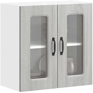 Vidaxl - Kitchen Wall Cabinet with Glass Door Kalmar Grey Sonoma Engineered Wood Vidaxl - Kitchen Wall Cabinet with Glass Door Kalmar Grey Sonoma Engineered Wood