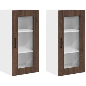 Kitchen Wall Cabinet with Shelf 2 pcs Brown Oak 40 x 31 x 80 cm vidaXL Kitchen Wall Cabinet with Shelf 2 pcs Brown Oak 40 x 31 x 80 cm vidaXL