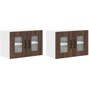 Kitchen Wall Cabinet with Shelf 2 pcs Brown Oak 60 x 31 x 40 cm vidaXL Kitchen Wall Cabinet with Shelf 2 pcs Brown Oak 60 x 31 x 40 cm vidaXL