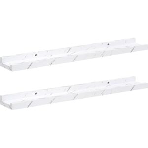 Wall Shelf 2 pcs White Marble 60 x 9 x 3 cm Engineered Wood vidaXL Wall Shelf 2 pcs White Marble 60 x 9 x 3 cm Engineered Wood vidaXL
