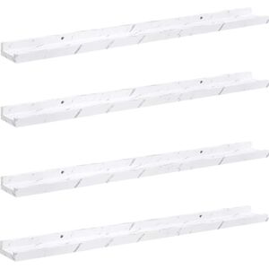 Wall Shelf 4 pcs White Marble 80 x 9 x 3 cm Engineered Wood vidaXL Wall Shelf 4 pcs White Marble 80 x 9 x 3 cm Engineered Wood vidaXL