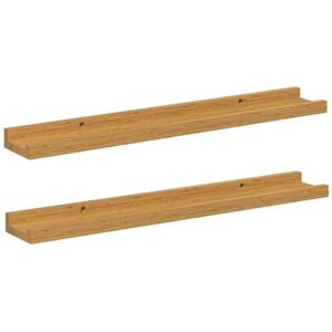 Wall Shelf with Shelf 2 pcs Beige 60 x 9 x 3 cm Engineered Wood vidaXL Wall Shelf with Shelf 2 pcs Beige 60 x 9 x 3 cm Engineered Wood vidaXL