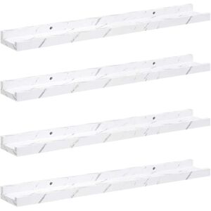 Wall Shelf 4 pcs White Marble 60 x 9 x 3 cm Engineered Wood vidaXL Wall Shelf 4 pcs White Marble 60 x 9 x 3 cm Engineered Wood vidaXL