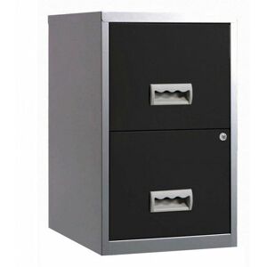 2 Drawer Maxi Tall Filing Cabinet - Silver/Black - Pierre Henry 2 Drawer Maxi Tall Filing Cabinet - Silver/Black - Pierre Henry