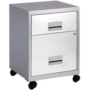 Combi Filing Cabinet 2 Drawer - Silver & White - Pierre Henry Combi Filing Cabinet 2 Drawer - Silver & White - Pierre Henry