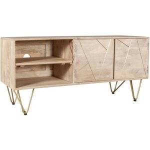 VERTY FURNITURE Light Gold Plasma Media Unit - Solid Mango Wood - L45 x W140 x H60 cm VERTY FURNITURE Light Gold Plasma Media Unit - Solid Mango Wood - L45 x W140 x H60 cm