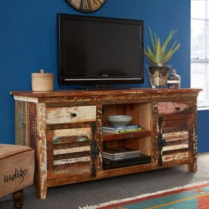 Verty Furniture - Reclaimed Boat tv Multi Media Unit - Multicolour Verty Furniture - Reclaimed Boat tv Multi Media Unit - Multicolour