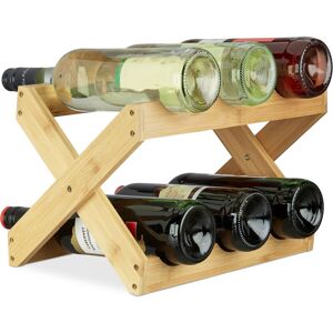 Relaxdays - Bamboo Wine Rack, x Shape, 6 Bottles,Country House Style, Small, Folding Bottle Holder, hwd 22 x 36 x 20 cm, Natural Relaxdays - Bamboo Wine Rack, x Shape, 6 Bottles,Country House Style, Small, Folding Bottle Holder, hwd 22 x 36 x 20 cm, Natural