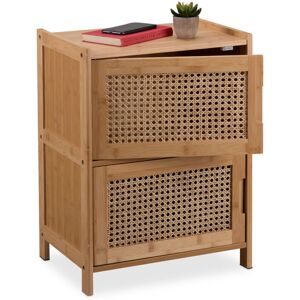 Relaxdays bedside cabinet, 2 rattan doors, HWD: 56x42x30 cm, living room, bedroom, hallway, 2 shelves, natural Relaxdays bedside cabinet, 2 rattan doors, HWD: 56x42x30 cm, living room, bedroom, hallway, 2 shelves, natural
