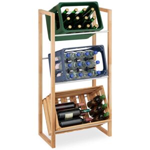 Relaxdays - Drink Crate Rack, for 3 Boxes, Beer, Wine, Beverage, Kitchen, Holder, Storage, 112 x 58 x 32 cm, Wood & Iron Relaxdays - Drink Crate Rack, for 3 Boxes, Beer, Wine, Beverage, Kitchen, Holder, Storage, 112 x 58 x 32 cm, Wood & Iron