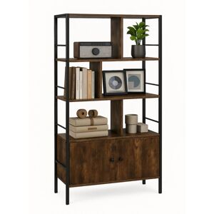 Relaxdays bookshelf, HWD: 154.5 x 74 x 30 cm, 3 open shelves, unit with lower cabinet, industrial, dark brown/black Relaxdays bookshelf, HWD: 154.5 x 74 x 30 cm, 3 open shelves, unit with lower cabinet, industrial, dark brown/black