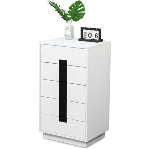 Relaxdays chest of drawers, HxWxD: 88 x 50 x 40 cm, 5 drawers, bedroom, hallway, clothing, books, white/black Relaxdays chest of drawers, HxWxD: 88 x 50 x 40 cm, 5 drawers, bedroom, hallway, clothing, books, white/black