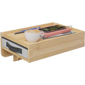 Relaxdays Clip-On Bedside Table, Bamboo, 14 x 37 x 26.5 cm, Drawer, Drink Holder, Hanging Tray, Floating Shelf, Natural Relaxdays Clip-On Bedside Table, Bamboo, 14 x 37 x 26.5 cm, Drawer, Drink Holder, Hanging Tray, Floating Shelf, Natural