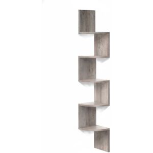 Relaxdays corner shelf, HxWxD: 125 x 20 x 20 cm, 5-tier, MDF, zigzag design, wall-mounted shelf, light grey Relaxdays corner shelf, HxWxD: 125 x 20 x 20 cm, 5-tier, MDF, zigzag design, wall-mounted shelf, light grey