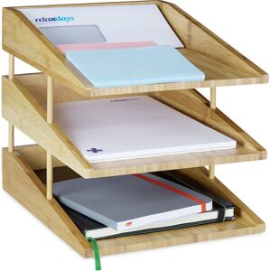 Relaxdays - Document Filing Tray, Stackable, din A4 Letter Rack, Office, Desk, Bamboo, 3 Tiers, Natural Relaxdays - Document Filing Tray, Stackable, din A4 Letter Rack, Office, Desk, Bamboo, 3 Tiers, Natural
