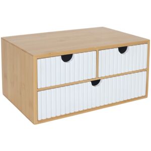 Relaxdays drawer box, bamboo & MDF, 3 ribbed drawers, HWD: 15 x 30 x 20 cm, desk storage, white/natural Relaxdays drawer box, bamboo & MDF, 3 ribbed drawers, HWD: 15 x 30 x 20 cm, desk storage, white/natural