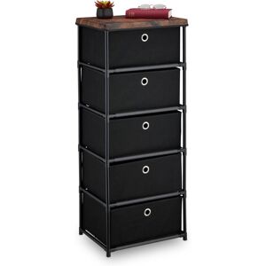 Relaxdays Dresser Storage Unit, 5 Fabric Drawers, Metal, Wood Effect, 105x43x33 cm, Side Table, Organiser, Black/Brown Relaxdays Dresser Storage Unit, 5 Fabric Drawers, Metal, Wood Effect, 105x43x33 cm, Side Table, Organiser, Black/Brown