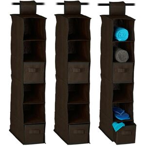 Set of 3 Relaxdays Fabric Hanging Shelves, 6 Compartments with 2 Drawers, Foldable, Size: 82 x 14.5 x 30 cm, Brown Set of 3 Relaxdays Fabric Hanging Shelves, 6 Compartments with 2 Drawers, Foldable, Size: 82 x 14.5 x 30 cm, Brown